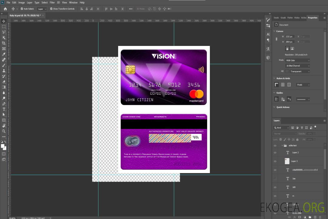 Carte bancaire Mastercard Paraguay Vision Banco template